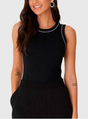 Blusa Regata Malwee 1000133940 Feminina Canelada Viscose T. P/GG