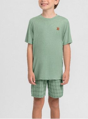 Pijama Curto Mensageiro Dos Sonhos 0132169 Infantil Xadrez Meia Malha T. 04/10
