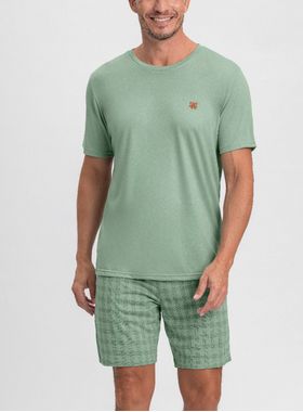 Pijama Curto Mensageiro Dos Sonhos 0132170 Masculino Xadrez Meia Malha T. M/GG