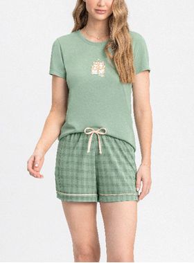 Short Doll Mensageiro Dos Sonhos 0132171 Feminino Xadrez Meia Malha  T. P/GG