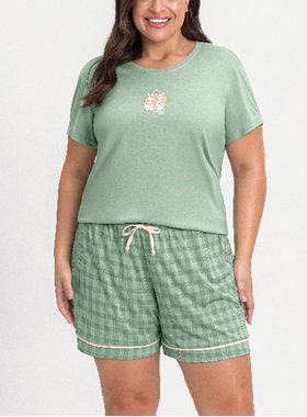Short Doll Mensageiro Dos Sonhos 0132171M Feminino Plus Size Xadrez Meia Malha  T. EG/EGG