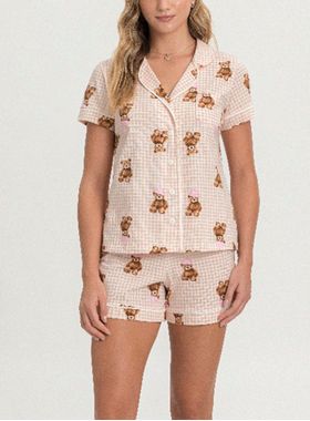 Short Doll Mensageiro Dos Sonhos 0132209 Feminino Americano Xadrez Querido Teddy Algodão T. P/GG