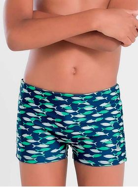 Sunga Boxer Mash 310.87 Infantil Estampa Peixes FPS 50 Poliéster T. P/GG