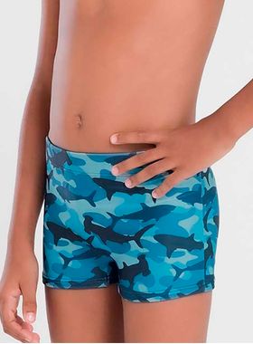 Sunga Boxer Mash 310.88 Infantil Estampa Tubarões FPS 50 Poliéster T. P/GG