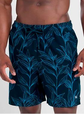 Shorts Praia Mash 615.28 Masculino Estampa Folhagem Com Bolsos Poliéster T. P/GG