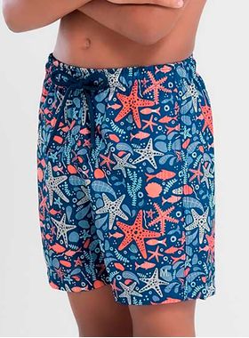 Shorts Praia Mash 619.69 Infantil Estrela Do Mar Com Bolsos Poliéster T. P/GG