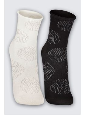 Kit/2 Meia Cano Médio Lupo 04421-088 Feminina Sem Punho Estampada Algodão T. 34/39