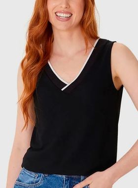 Blusa Regata Malwee 1000129561 Feminina Decote V Moletinho Viscose T. P/XGG