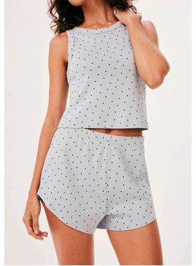 Pijama Curto Hering 7CTY Feminino Estampado Ribana Algodão T. P/XG