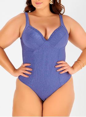 Maiô Banho de Mar 623.523 Feminino Zero Barriga Texturizado Com Bojo e Trança Microfibra T. 44/50