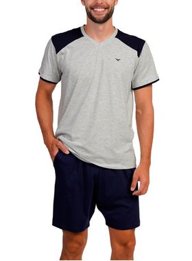 Pijama Curto Podiun 268027 Masculino Gola V Recortes Algodão T. M/GG