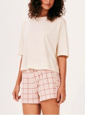 Pijama Curto Hering 7CRE Feminino Estampado Algodão T. P/XG