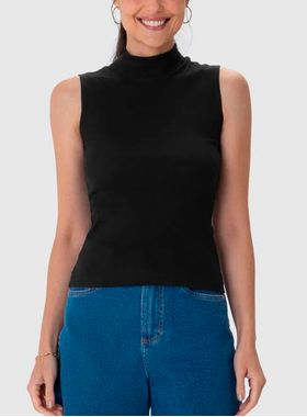 Blusa Regata Malwee 1000117849 Feminina Gola Alta Ribana T. P/GG