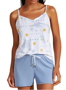 Short Doll Recco 18004 Feminino Alças Finas Estampado Microfibra T. 42/48