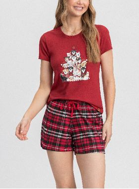 Short Doll Mensageiro Dos Sonhos 0132183 Feminino Xadrez Natalino Algodão T. P/GG