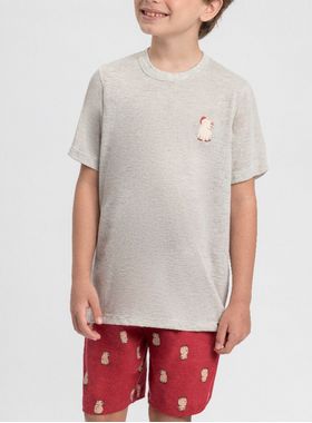 Pijama Curto Mensageiro Dos Sonhos 0132128 Infantil Capivara Natalina Meia Malha T. 04/10