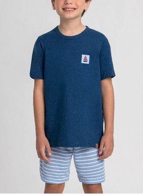 Pijama Curto Mensageiro Dos Sonhos 0132096 Infantil Listrado Algodão T. 04/10