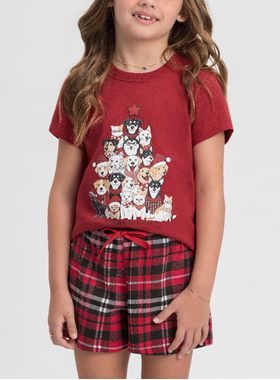 Short Doll Mensageiro Dos Sonhos 0132184 Infantil Xadrez Natalino Algodão T. 04/10