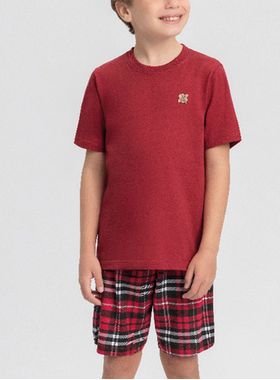Pijama Curto Mensageiro Dos Sonhos 0132187 Infantil Xadrez Algodão T. 04/10