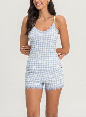 Short Doll Mensageiro dos Sonhos 0132119 Feminino Xadrez Renda e Ribana T. P/GG