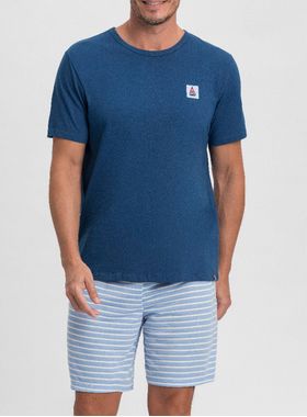 Pijama Curto Mensageiro Dos Sonhos 0132095 Masculino Listrado Algodão T. M/GG