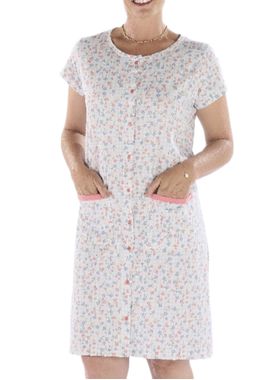 Camisola Curta Pzama 050305 Feminina Com Botões e Bolsos Algodão T. M/EG