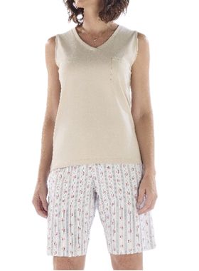 Pijama Curto Pzama 050307 Feminino Estampado Meia Malha T. M/EG