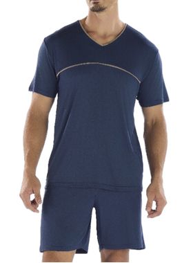Pijama Curto Pzama 060240 Masculino Gola V Com Bolsos Viscolycra T. M/GG