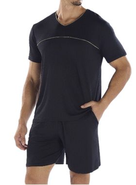 Pijama Curto Pzama 060240 Masculino Gola V Com Bolsos Viscolycra T. M/GG