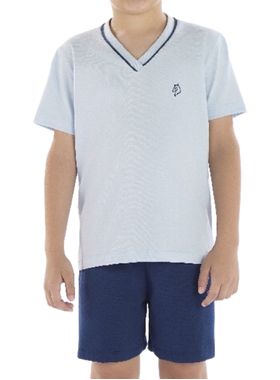 Pijama Curto Pzama 080087 Infantil Gola V Meia Malha T. 08/16