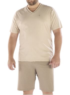 Pijama Curto Pzama 9012.252 Masculino Plus Size Gola V Meia Malha T. 50/54
