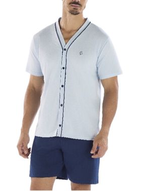 Pijama Curto Pzama 6014.252 Masculino Abertura Frontal Meia Malha T. M/GG