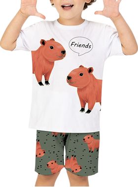 Pijama Curto Kyly 1001389 Infantil Capivara Algodão T. 04/08