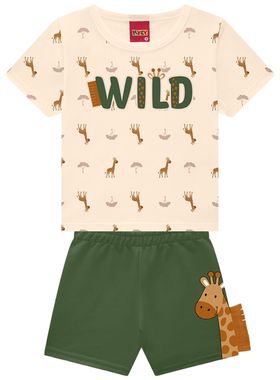 Conjunto Curto Kyly 1001332 Infantil Girafas Algodão T. 02/03