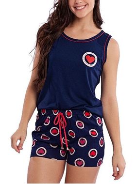 Short Doll Regata Desire 1029 Feminino Estampa Coração Viscolycra T. P/XG