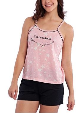 Short Doll Alças Desire 1015 Feminino Estampada Estrelas Poliviscose T. P/XG