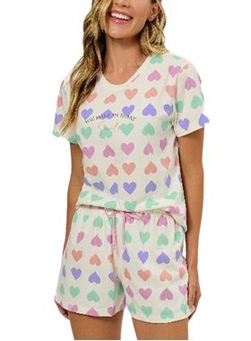 Short Doll Bela Notte 10011559 Feminino Corações Algodão T. M/GG