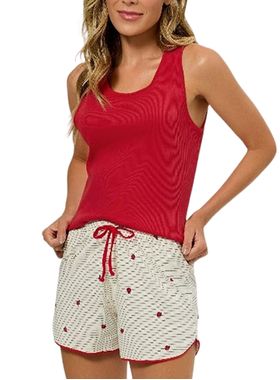 Short Doll Bela Notte 10011567 Feminino Listras Joaninha Algodão T. P/GG