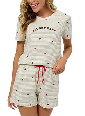 Short Doll Bela Notte 10011565 Feminino Listras Joaninha Algodão T. P/GG