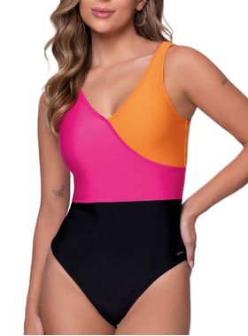 Maiô Regata Selene Beachwear 30132.001 Feminino Recortes UV 50+ Poliamida T. P/GG