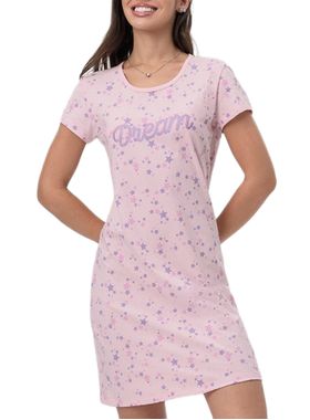 Camisola Curta Mensageira da Paz 032147C Feminina Manga Curta Estrelas Meia Malha T. P/GG