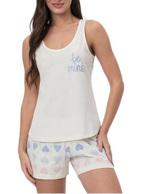 Short Doll Mensageira da Paz 033472 Feminino Estampa Corações Algodão T. M/GG