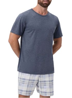 Pijama Curto Mensageira da Paz 033477 Masculino Xadrez Meia Malha T. M/GG