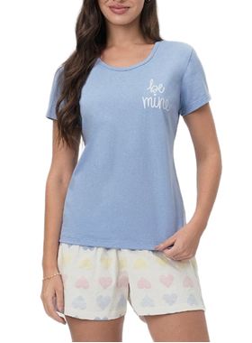 Short Doll Mensageira da Paz 033471 Feminino Corações Algodão T. M/GG