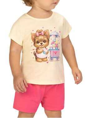 Conjunto Curto Kyly 1001253 Infantil Menina Estampado Algodão T. 02/03