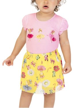 Conjunto Curto Kyly 1001453 Infantil Menina Bailarina Tule e Meia Malha T. 02/03