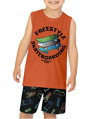 Conjunto Curto Kyly 1001343 Infantil Menino Skate Algodão T. 04/08