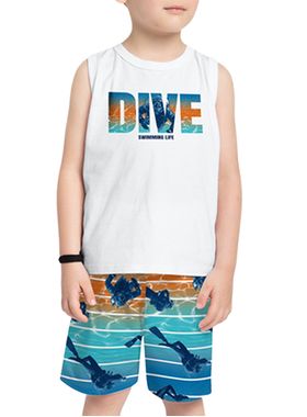 Conjunto Curto Kyly1001342 Infantil Menino Estampa Dive Meia Malha T. 04/08