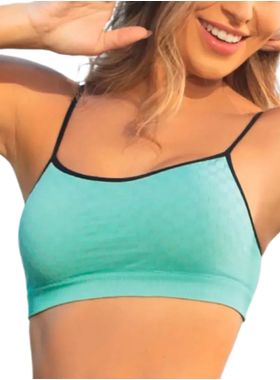 Top Selene Sport 20927.001 Feminino Fitness Quadriculado Com Bojo Removível Microfibra T. P/GG