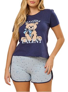 Pijama Curto Daisy Days 51.38.0075 Feminino Urso Algodão T. P/GG